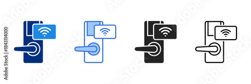 Keycard Icon Set Multiple Style Vector Illustration. 