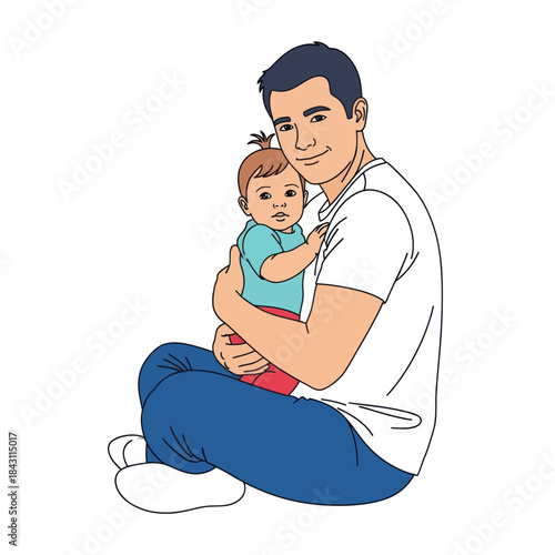 Father holding his baby daughter in his arms.