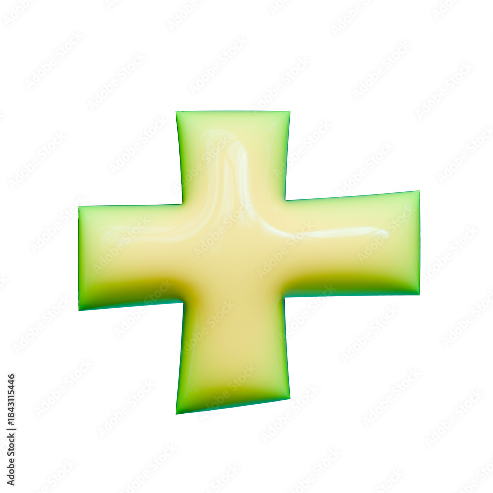 Obraz premium Alphabet, Number and Symbol 3D Render Word Luminous Yellow Green Gloss Form