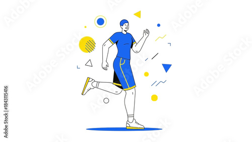 Illustration of a person running with a modern flat design style on a white background