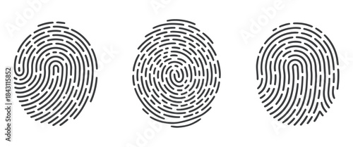 Fingerprint icons, including thumbprint and fingertip scan illustrations