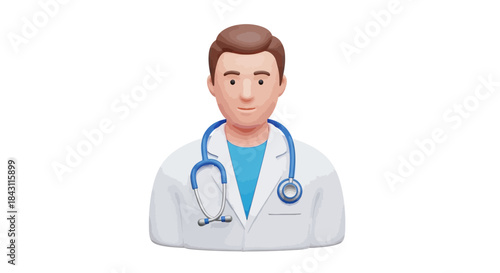 3D Rendered Male Doctor Avatar Illustration Depicting a Medical Healthcare Professional Concept