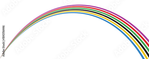 abstract wavy stripes with the colors of Paris Olympics games 2025 . vector illustration