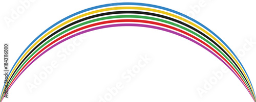 abstract wavy stripes with the colors of Paris Olympics games 2025 . Eps10