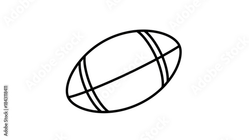 Minimalist Line Art of an Oval Sports Ball on White Background