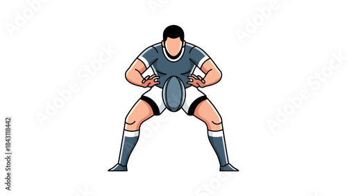 Rugby Player Poses with Ball