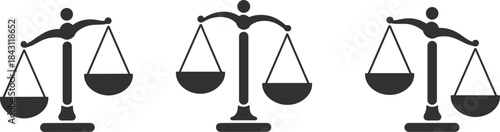 Silhouette Balance Scale Icons Vector for Justice, Law, Fairness, Legal Comparison, Ethics, Court Decision, Equality, Symbolic Weighing, Rights, Judgmen