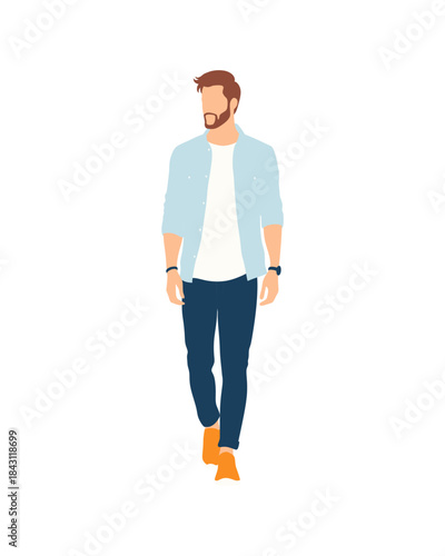 Flat vector people and illustration, man with casual outfit
