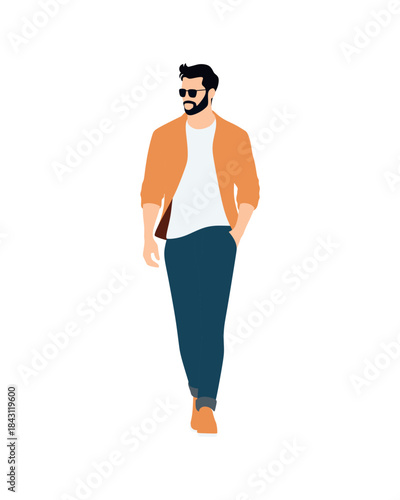 Flat vector people and illustration, man with casual outfit