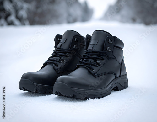 Black Winter Boots in Snow
