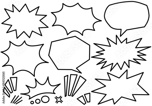 Vector comic-style speech bubbles and elements for graphic design, comics, posters, or digital media projects.