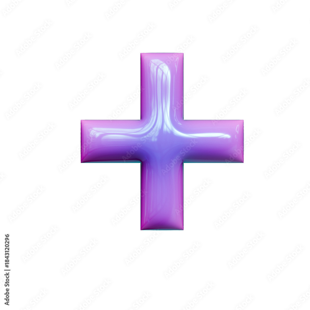 Obraz premium Alphabet, Number and Symbol 3D Render Word Electric Violet Candy Gloss Sculpture