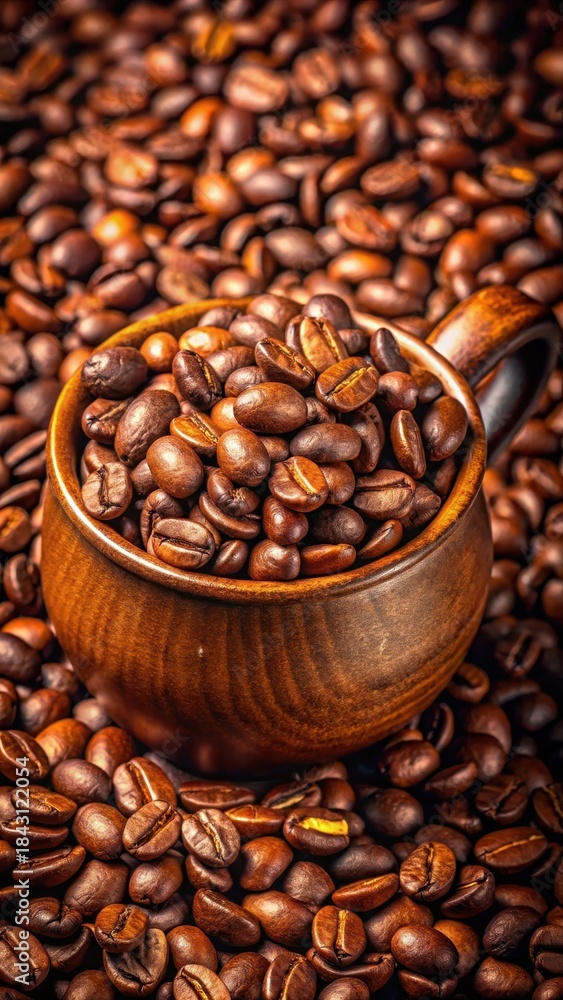 Fototapeta premium Heres the output Roasted coffee beans with rich, warm undertones ready to be ground and brewed into a fragrant cup of aromatic coffee