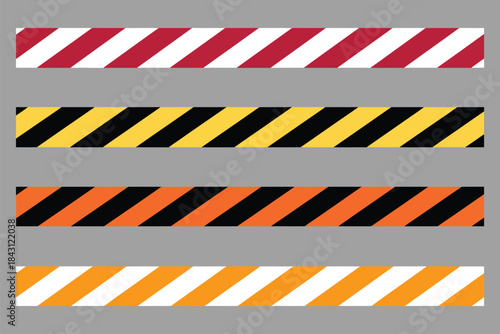 Warning tape, black and yellow striped line, illustrated