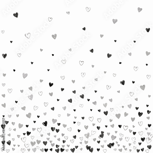 Hand drawn pattern of tiny falling hearts appearing like confetti for decorative use