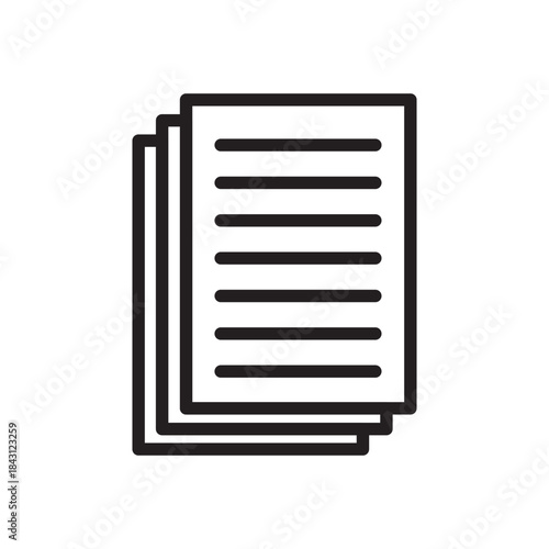 Minimal line-style document icon representing files, paperwork, reports, and digital records. Ideal for business, office management, documentation systems, apps, websites, and clean interface designs.