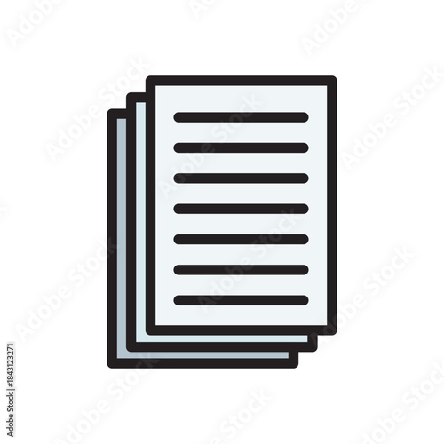 Color line-style document icon representing files, paperwork, reports, and digital records. Ideal for business use, office management, documentation systems, apps, websites, and interface designs.