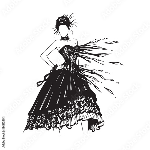 Shopping Woman Silhouette Vector Illustration of Stylish Female Carrying Many Bags