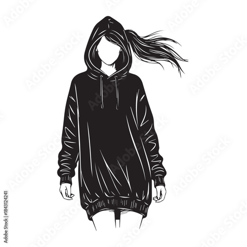 Stylish Woman Shopping Silhouette Walking and Talking on Mobile Phone