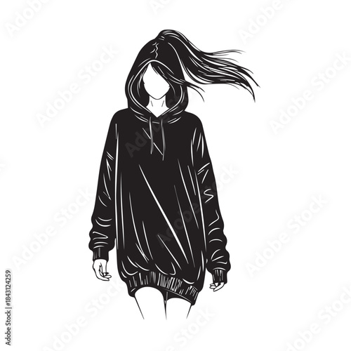 Shopping Woman Silhouette in Trench Coat Carrying Bags Vector Illustration