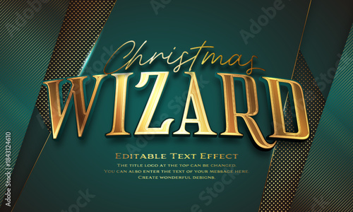 [Editable Text Effect Logo] ”Christmas  Wizard  Logo” The title logo style is a metalic gold shining logo on a luxurious background.