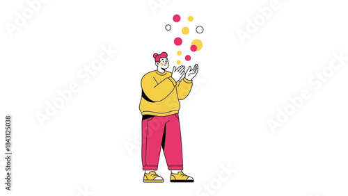 Illustration of a person juggling colorful circles, representing joy and optimism