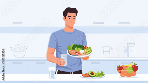 A person who eats healthy food