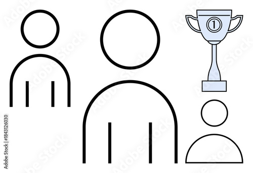 Teamwork concept. Teamwork showcased with abstract people figures and an award symbol emphasizing collaboration and success. Strong teamwork fosters collaboration and recognition. Ideal for business