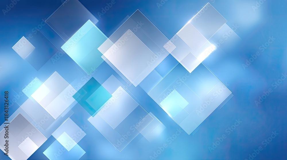 Fototapeta premium Abstract geometric background with translucent squares and blue hues creating a modern and elegant design suitable for various creative projects