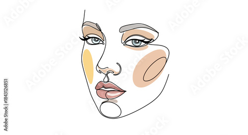 Elegant continuous line drawing of woman's face evokes minimalist beauty and contemporary artistry