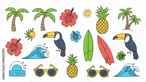 Tropical Summer Vacation Elements Collection.
