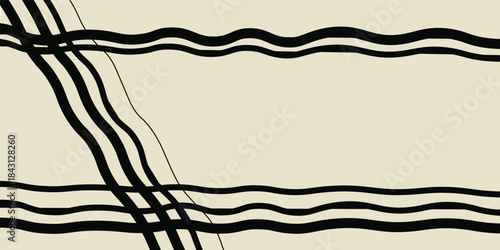  Modern abstract aesthetic background with moon phases and geometric waves. Wall decor in boho style. Mid century minimalist art print. Vector design