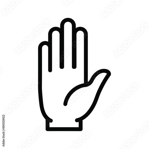Simple black outline icon of an open human hand showing the palm, isolated on