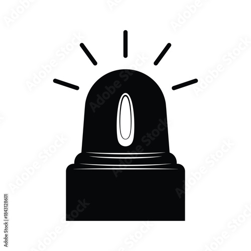 Black silhouette icon of a flashing emergency alarm light or siren isolated on