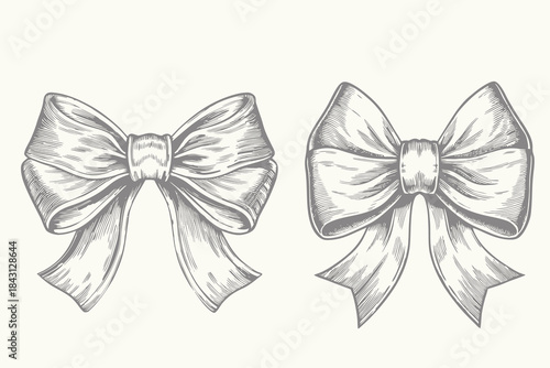 Bow isolated girly vintage style vector illustration. decorative ribbon vector set, fashion and celebration design, festive and ornamental elements. Eps 10