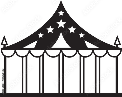 Black and White Circus Tent Illustration for Event Design