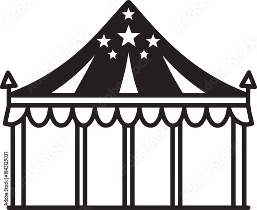 Black and White Circus Tent Illustration for Event Design