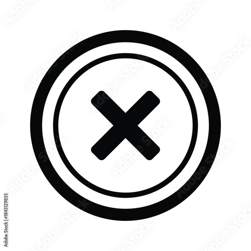 Black cross symbol inside a circle isolated on