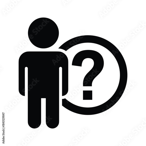 Silhouette of a person with a question mark in a circle, representing uncertainty