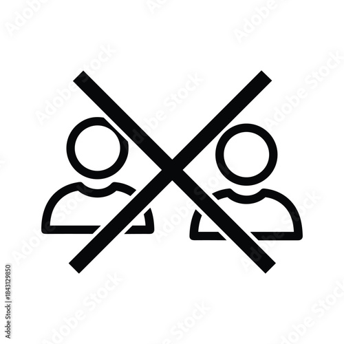Icon representing no people or social distancing, isolated on