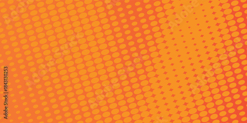Vector dots halftone orange color pattern gradient texture with technology digital design vector