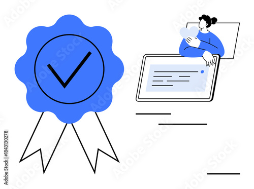 Certification concept. Certification ensures quality and reliability in digital interactions. Certification is vital for secure transactions and credentials. For education, business, technology