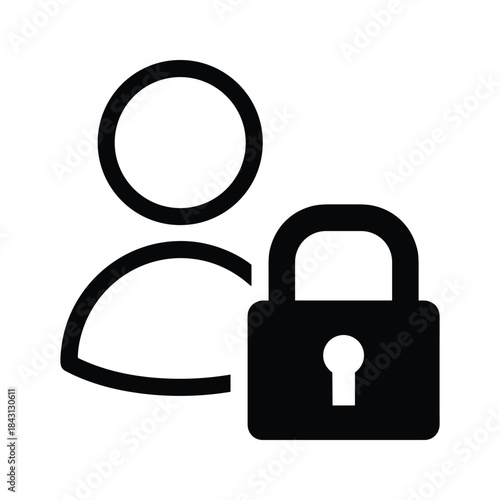 Icon representing user privacy and security with a padlock symbol next to a person silhouette