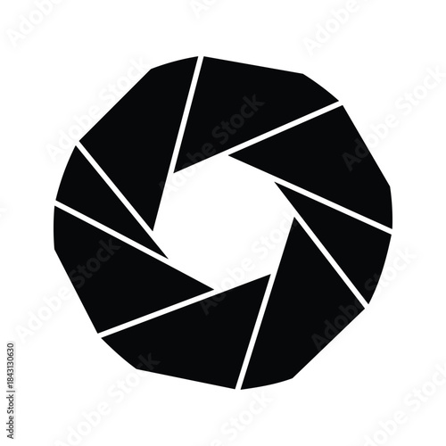 Abstract aperture diaphragm symbol, isolated on