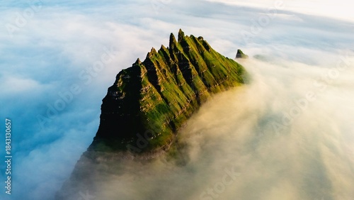Photos Drangarnir Sea Stacks in the Faroe Islands with fog, Drangarnir gate, Faroe Isla