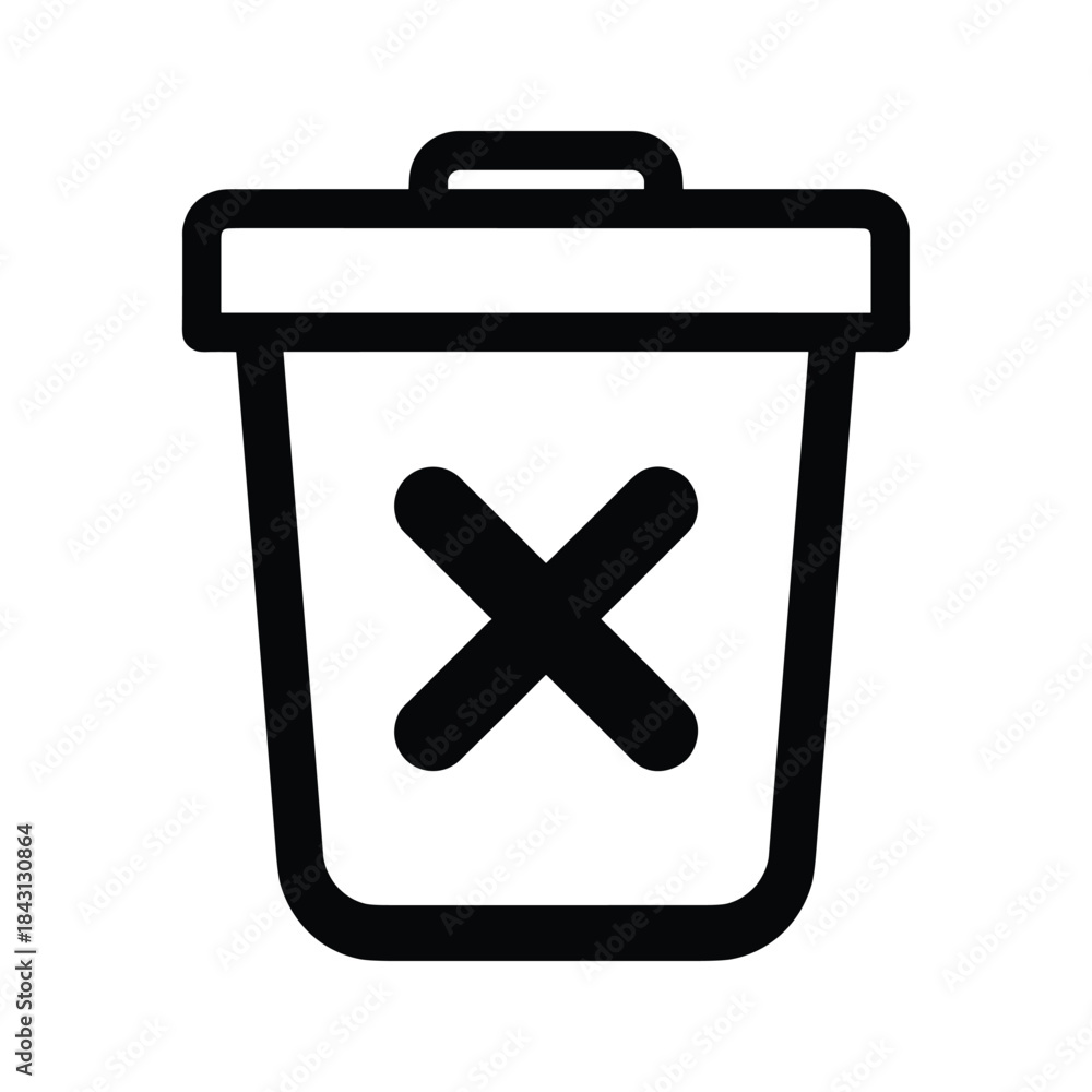 Obraz premium Trash can icon with a cross symbol, isolated on