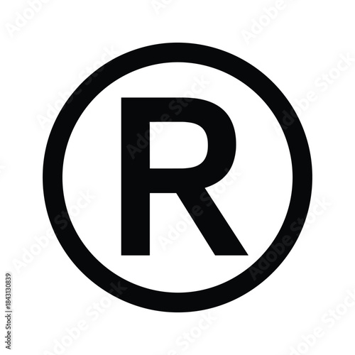 Registered trademark symbol r icon, indicating legal protection for a brand or product, isolated on