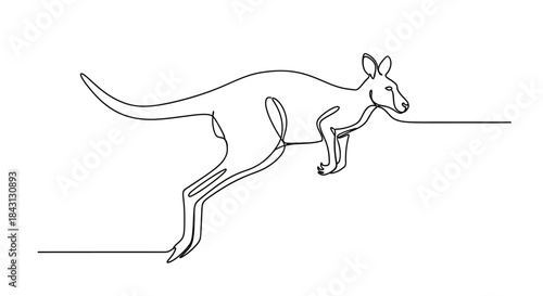 Elegant kangaroo artwork in continuous line drawing style, symbolising movement and grace