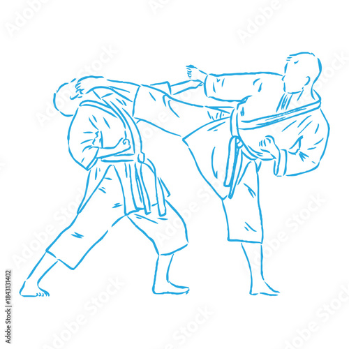 karate, karate vector sketch, movements in karate