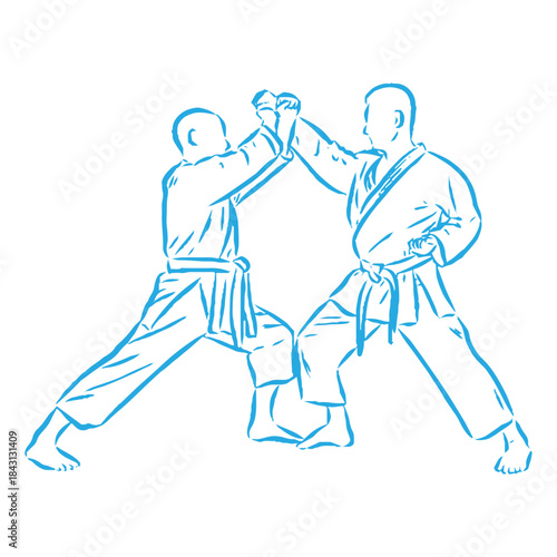karate, karate vector sketch, movements in karate
